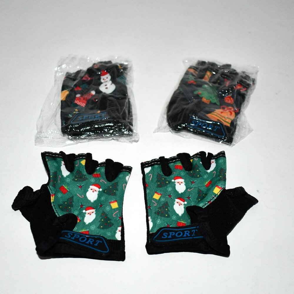 Boao 3 Pairs Kids Half Finger Bike Gloves, Non-Slip, Breathable, Adjustable,2,3-